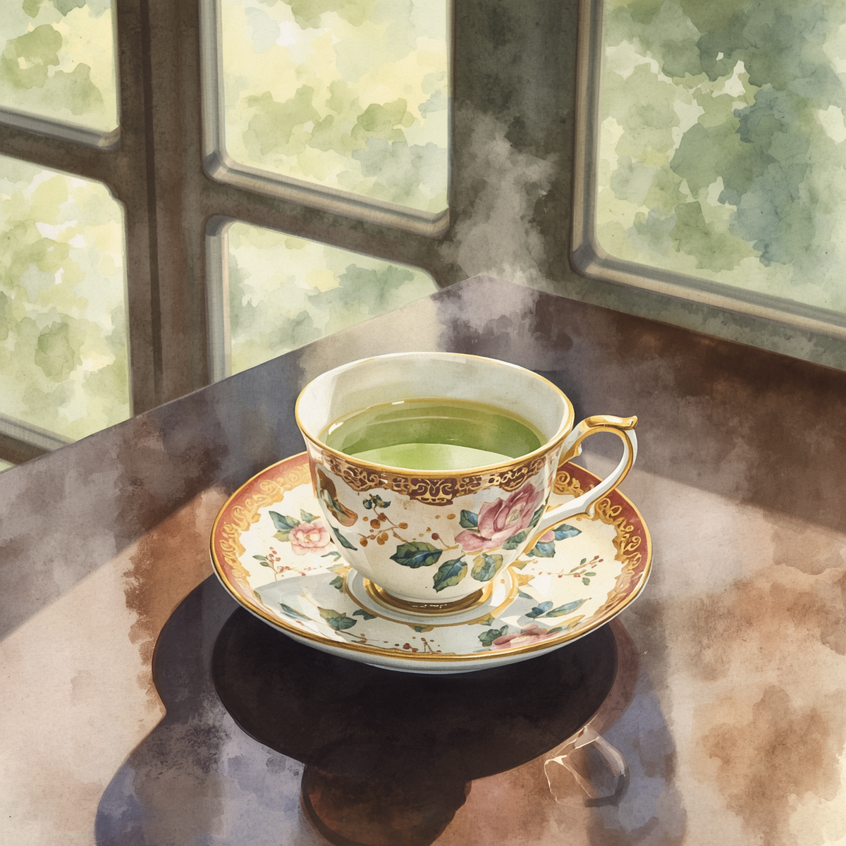 Eine Schale Matchatee mit leuchtend grünem Matcha-Pulver auf einem Holztisch – natürlicher Energie-Booster für mehr Fokus und Konzentration.