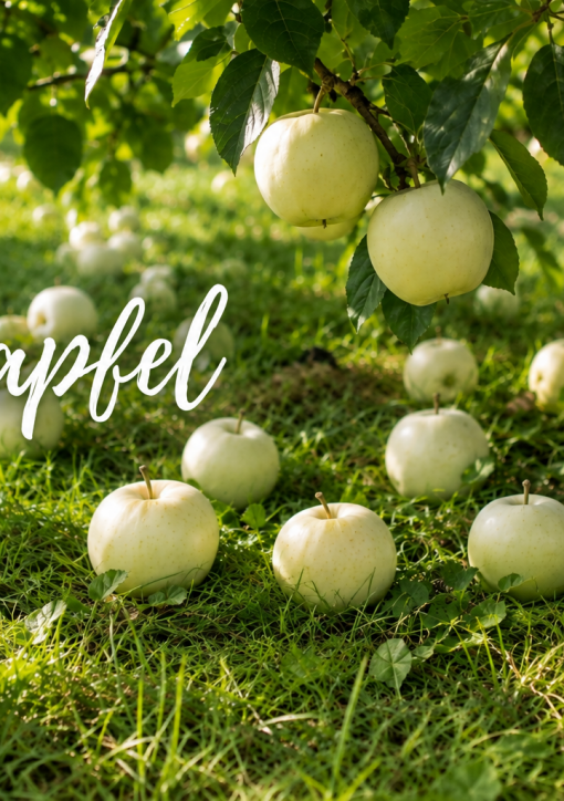 Klaräpfel im Gras unter einem Apfelbaum